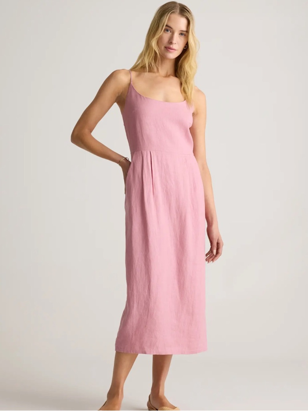 NWT Quince 100% European Linen Scoop Neck Midi Dress